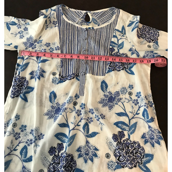 Anthropologie Mermaid Sea Holly Floral Tunic Top - Size Medium - New with Tag - Picture 5 of 11